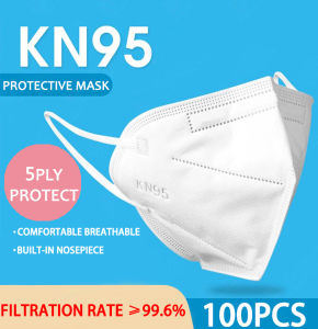 BT 100PCS KN95 Facemask 5ply N95 Face Masks Protective Masks Reusable Unobstructed Breathing White 5 Layers N95 Washable Facemask 3d Masks Not Single Use Beauty Facial
