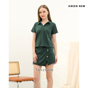 4451 satursane collar knit skort one set polos stelan celana pendek