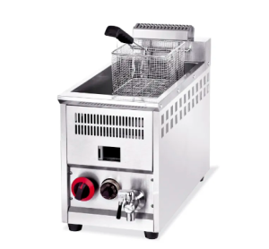 Commercial LPG deep fryer with thermostat temperature control 17L single tank basket potato fries frying machine with drain valve for shop use
