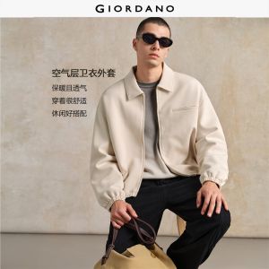Giordano Men Notched collar slit pocket loose jacket Free Shipping 18075702