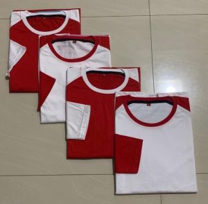 Kaos Polos Raglan Merah Putih // Kaos Reglan Lengan Panjang // Kaos Distro // T shirt Pria Dan Wanita M L XL