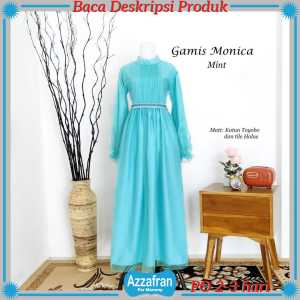 Gamis Monica Couple Mint | Baju Katun Anak Perempuan & Dewasa Seragam Lebaran Toyobo Terbaru Murah