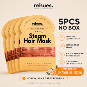 Rehues 7-Minute Steam Hair Mask Salon-Grade Repair. Deep Nourishment for Stronger Shinier Hair with Hydrolyzed Keratin for Heat Damaged Hair/ Bleached Hair/ Dyed Hair/ Toned Hair