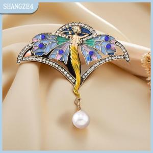 【SHANGZE4】 Rhinestone Cổ Tích Trâm Cài Có Cánh Thiết Kế Thanh Lịch Retro Tuyên Bố Cho Phụ Nữ Người Đàn Ông Trang Phục Chính Thức Giản Dị Trang Phục Giáng Sinh Đồ Trang Sức