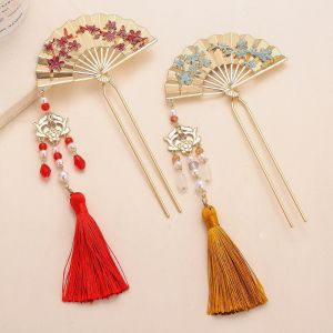 HOUMENG Pearl Pearl Fringe Hairpin Retro Alloy U Shape Hair Frok Exquisite Tassel Step Shaking Hair Stick Women