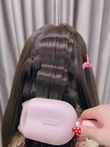 32mm Hair Waving Iron 2 Barrels Hair Wave Curling Iron with Four Temperature Control Ceramic Hair Curler Crimper Pink