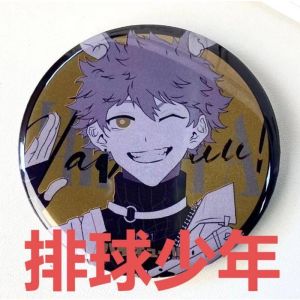 Haikyuu Shoyo Hinata Oikawa Tooru Kozume Kenma Tobio Kageyama Korai Hoshiumi 75mm anime Reflective badge Brooch Pin Cosplay Badge Accessories For Clothes Backpack Decoration gift