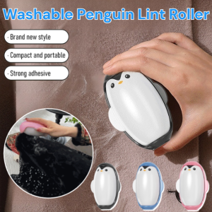 Washable Little Penguin Lint Roller Reusable Sticky Mini Roller Portable Household Pet Hair Remover Dust Removal Cleaning Tools
