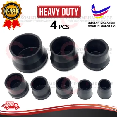(4 PCS) EXTRA THICK ROUND BLACK RUBBER STOPPER PROTECTOR FOR CHAIR TABLE FURNITURE GETAH HITAM KERUSI MEJA 1/2 5/8 3/4 1 1 1/4 1 1/2 2 MALAYSIA MADE