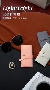 ที่เก็บแหวนต่างหูสร้อยคอม้วนเครื่องจัดระเบียบหลายกระเป๋าหนังหรูหราพับเก็บได้สำหรับเดินทางถุงหูหิ้ว