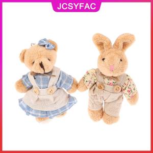 JCSYFAC Dễ thương mặc quần áo gấu Đồ chơi sang trọng phim hoạt hình thỏ Mặt dây chuyền mềm nhồi búp bê Keychain Ba lô xe Túi Chìa Khóa Vòng trang trí Kid Quà Tặng