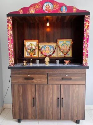 Ready-Fixed Sri Seetharaman Indian Altar Prayers Cabinet / Hindu Prayer Cabinet / Cabinet Sembayang India / Pooja Altar Cabinet L1200MM X W400MM X H1900MM