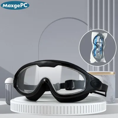 MaxgePC แว่นตาว่ายน้ำใหม่ความละเอียดสูงกันน้ำกันฝ้าแว่นตาว่ายน้ำสำหรับผู้ใหญ่ชายและหญิงแว่นตาว่ายน้ำกรอบแบนใหญ่