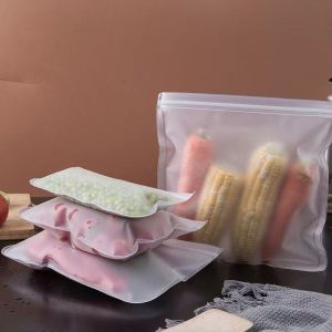 [Happy Shopping Time]✅Ready Stock✅Reusable Silicone Food Bag Food Storage PEVA Containers Set Stand Up Fresh Bags Zip Silicone Reusable Lunch Fruit Vegetable Leakproof Freezer 食品保鲜袋