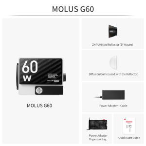 ZHIYUN 60W MOLUS G60 COB Pocket LED Light Video Photography Lighting for Video Studio Outdoor Photography