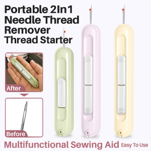 2 In 1 Needle Threader Portable Easy Use Handmade Knitting Sewing Gadget Crochet Tools