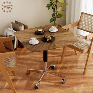 New walnut solid wood with wheels movable and adjustable round table sofa edge several dining tables coffee table