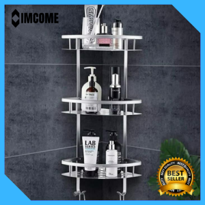 IMCOME Rak Sabun Kamar Mandi 3 Susun Serbaguna Tempat Penyimpanan Perlengkapan Dan Peralatan Kamar Mandi Sudut Stainless Steel