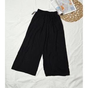 Quần lanh bà già đen chất mát- Quần dài ống rộng quần ngố lanh trung niên