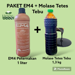 EM4 PETERNAKAN 1 Liter + MOLASE Tetes Tebu kemasan botol isi 13 Kg