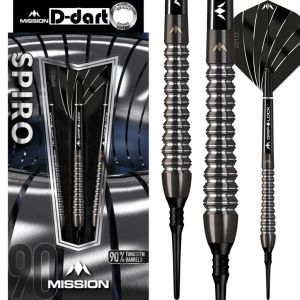 MISSION SOFT TIP DART - 19G SPIRO M2 Graphite PVD BLACK 90% Tungsten Soft Darts (ARROW DART LEMBUT)