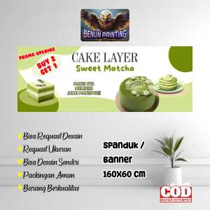 Spanduk Banner Cake Layer Sweet  Matcha 160X60 Cm Bisa Request Desain