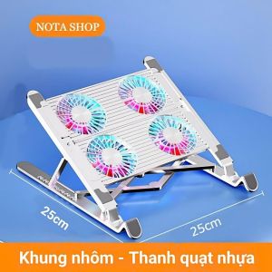 [Loại 1]Giá Đỡ LAPTOP gấp gọn chỉnh độ cao hỗ trợ tản nhiệt công thái học Quạt LED RGB Chạy Mạnh Êm cho Máy Tính