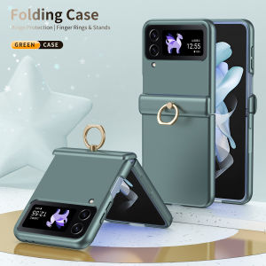 เคสที่จับขาตั้งวงแหวนสำหรับ Samsung Galaxy Z Flip 6 Flip 5พร้อมกระจกปิดหน้าจอ