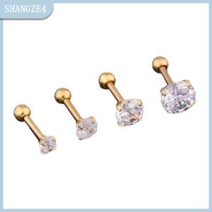 【SHANGZE4】 1 Piece 4 prong Rhinestone tai đinh tán Bông tai cho phụ nữ nam giới tragus sụn tiêu chuẩn Thùy đồ trang sức quà tặng