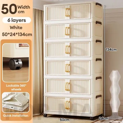 SALVO 35-80cm Foldable Storage Cabinet With Wheels Durabox Plastic Wardrobe Kitchen Cabinet Organizer Cabinet for clothes