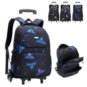 6-wheel Trolley School Bag Detachable Elementary And Middle School Students Backpack Waterproof Wear-resistant Large-capacity Schoolbag