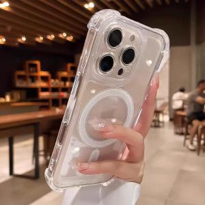 Transparent Magnetic Soft Phone Case For iPhone 17 Air 16 15 14 Plus 13 12 Pro Max Wireless Charge For Magsafe Shockproof Cover