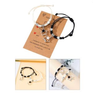 2pcs năm cánh sao bện Vòng tay handmade với thanh lịch dệt tay điều chỉnh dây đeo cổ tay cho phụ nữ