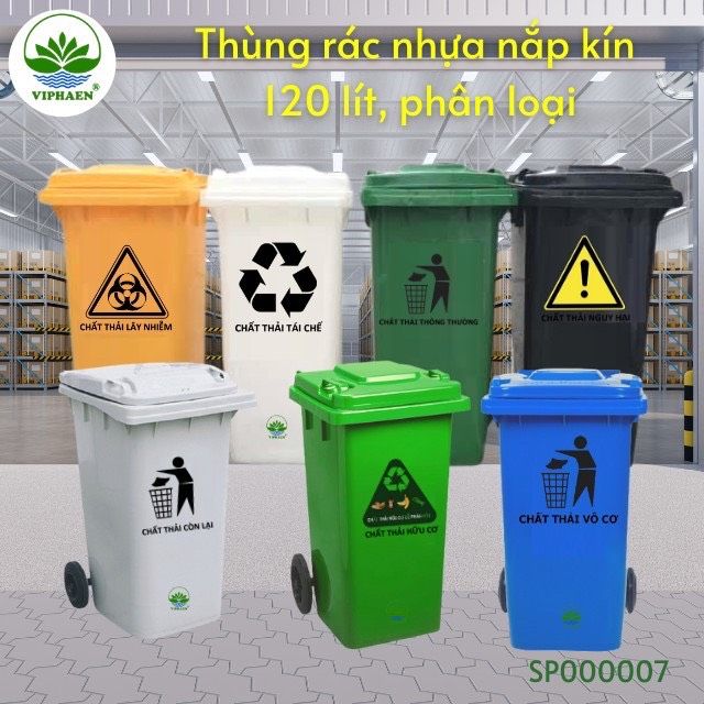 Thùng rác y tế (dán nhãn phân loại rác lây nhiễm, nguy hại, thông ...
