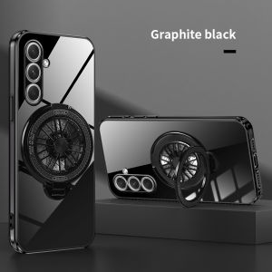 Transparent Straight Edge Plated Phone Case With Stand For Samsung Galaxy A55 A35 A25 A15 A05S A05 Minimalist Style The stand can be concealed design A54/A34/A24/A14