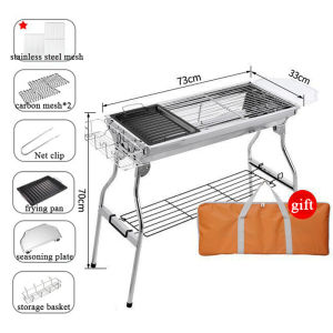 BBQ grill Outdoor Stainless Steel Charcoal Grill Barbecue Tool Portable Free Installation Handle Folding BBQ Cooking Grid Park