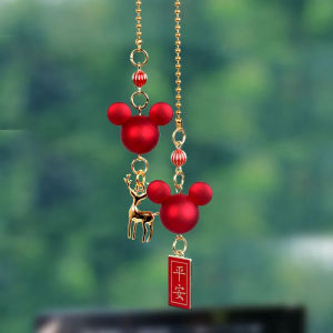 Car Rearview Mirror Pendant Cute Mickey Head Design Auto Interior Decoration Hanging Ornament Universal Fit Accessories