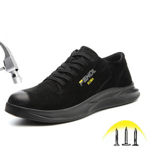 Breathable Safety Work Shoes for Men Anti-Skidding Leather Shoes Protective Work Shoes Industrial Safety Boots
