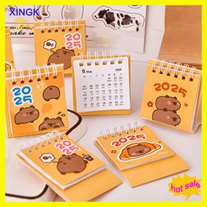 XINGK Creative Mini Cartoon Desk Calendar Cute Capybara Portable Pocket Calendar Manage Time Schedule Desktop Decoration Gifts
