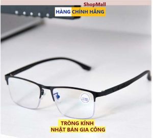 (Hàng mới) Kính lão thị viễn thị đọc sách CHỐNG AS XANH  nửa viền to sáng rõ tròng Nhật gia công đẹp bền loại I xẻ cước