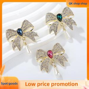✨QK shop✨ Vintage Light Luxury Rhinestone Bow Brooches Women Clothing Coat Jewelry Accessries Gifts