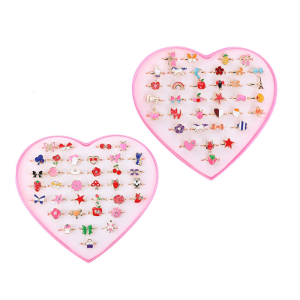 Pack Of 36 Adjustable Cartoon Kids Rings Fashion Accessories for Fashionable Party Role Play Accessories