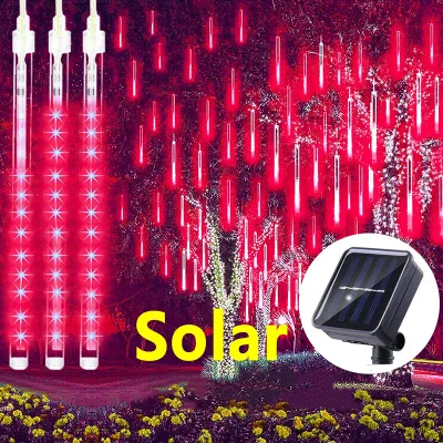 【COD】Solar/Plug in Meteor Shower Rain Lights LED Outdoor Waterproof Icicle Fairy String Lights for Home Garden Christmas Raya Decoration Meteor Shower Rain Tubes Light