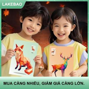 【LAKEBAO】 1 Bộ động vật đào tạo nhận thức giác ngộ đồ chơi đề can 3D cắt dán hình học trẻ em câu đố tăng cường tập trung dán thủ công
