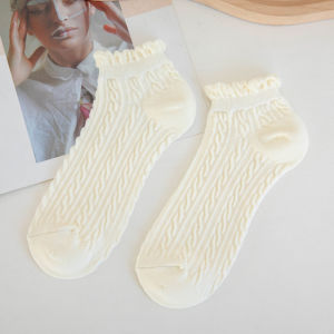 TREND CENTER ถุงเท้าผู้หญิงสไตล์สาวน่ารักขอบหูไม้สไตล์ญี่ปุ่น ถุงเท้าเรือสั้น JK