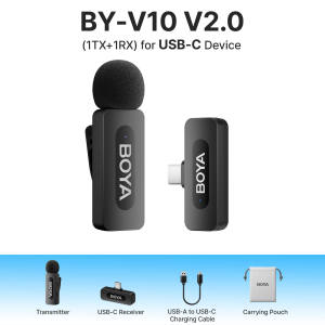 (New)BOYA BY-V3 Wireless Mirophone General Lavalier Mirophone for iPhone Android Smartphones Action DSLR Camera with 30h Charging for Recording Interview Vlog