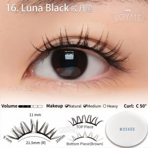 WOSADO # 16 LUNA BLACK Reusable Magnetic Eyelashes Glue-Free Waterproof Lightweight Lashes Extension Alternative False
