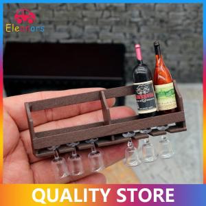 [Eleanor] 1Set Dollhouse Toy Simulation Wall Mounted Wine Rack Cup Rack Miniature Hanging Display Rack Model Play House Toy Decor Kid Gift