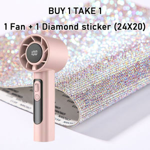 100-speed adjustable USB Charging handheld desktop portable mini turbine fan + DIY diamond sticker fan cover combo | R2