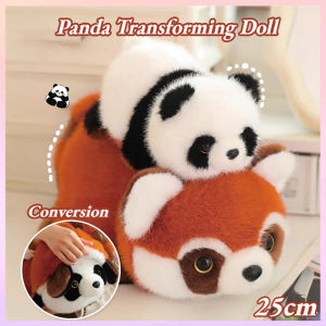 2-in-1 Reversible Plush Toy 25cm Panda Red Raccoon Transforming Stuffed Animal Plush Doll Kids Gift